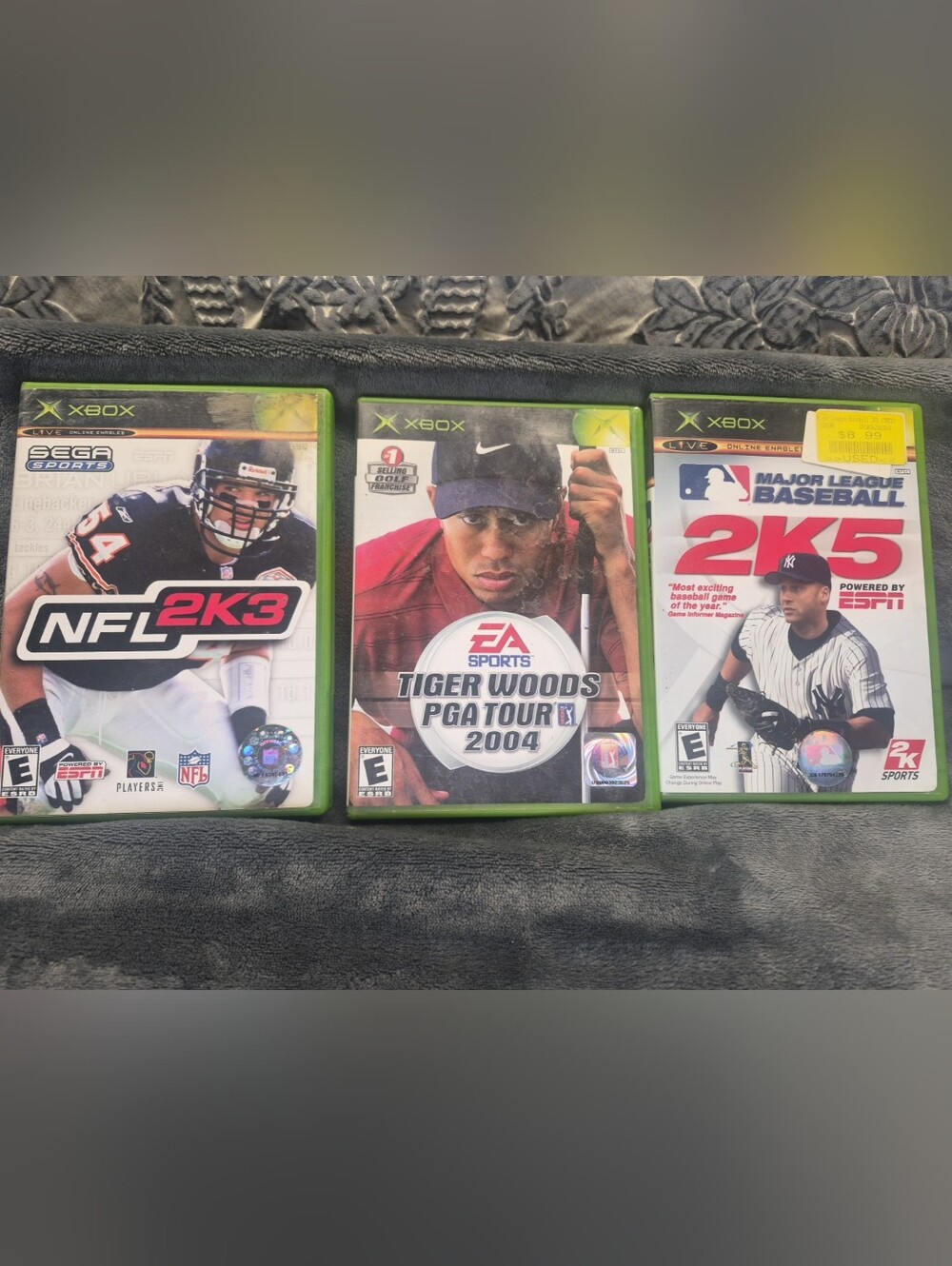 Lot Of 3 Xbox Original Games Tiger Woods Pegatour 2004 Basball 2k5 NFL 2K3